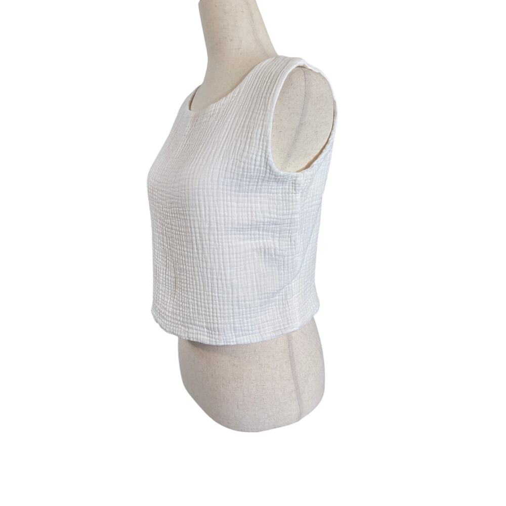Sandman White Gauze Crop Top Womens XS Sleeveless Textured Cottagecore